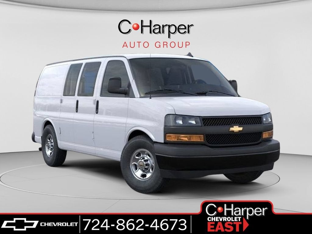2025 Chevrolet Express Cargo WT in Summit White — front three-quarter view