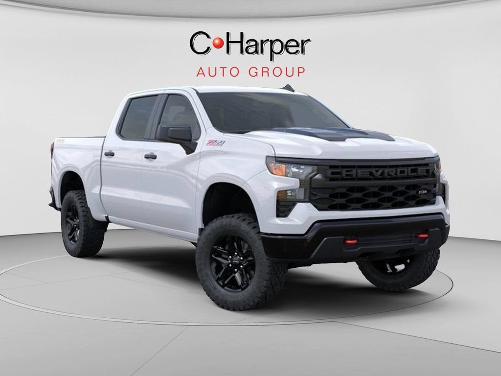 2026 Chevrolet Silverado 1500 Custom Trail Boss in Summit White — front three-quarter view